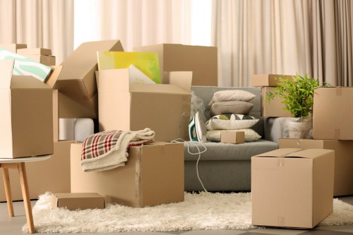 House removalists in Putney loading boxes and wrapped furniture