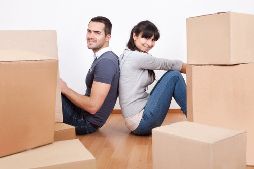 Packed household items ready for van transport