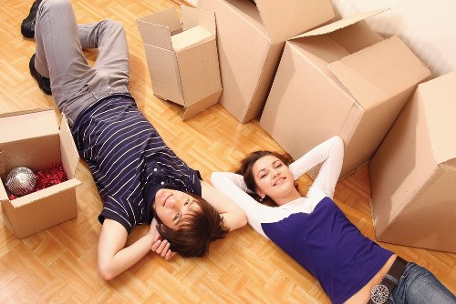 Local office removals team packing business equipment for a Putney move