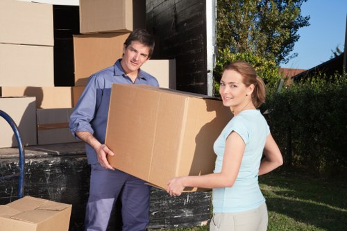Packed moving boxes ready for local removals in Putney